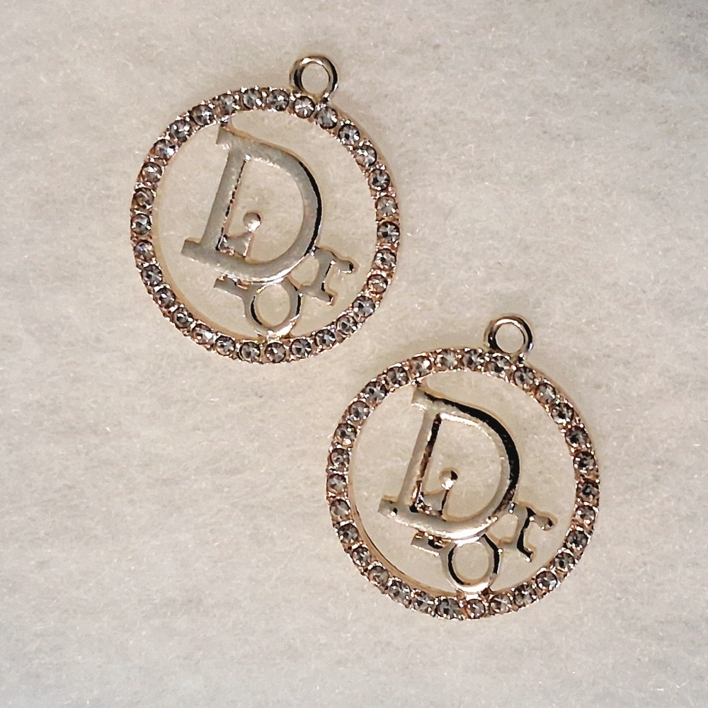2 Logo Charms- Gold & Crystal